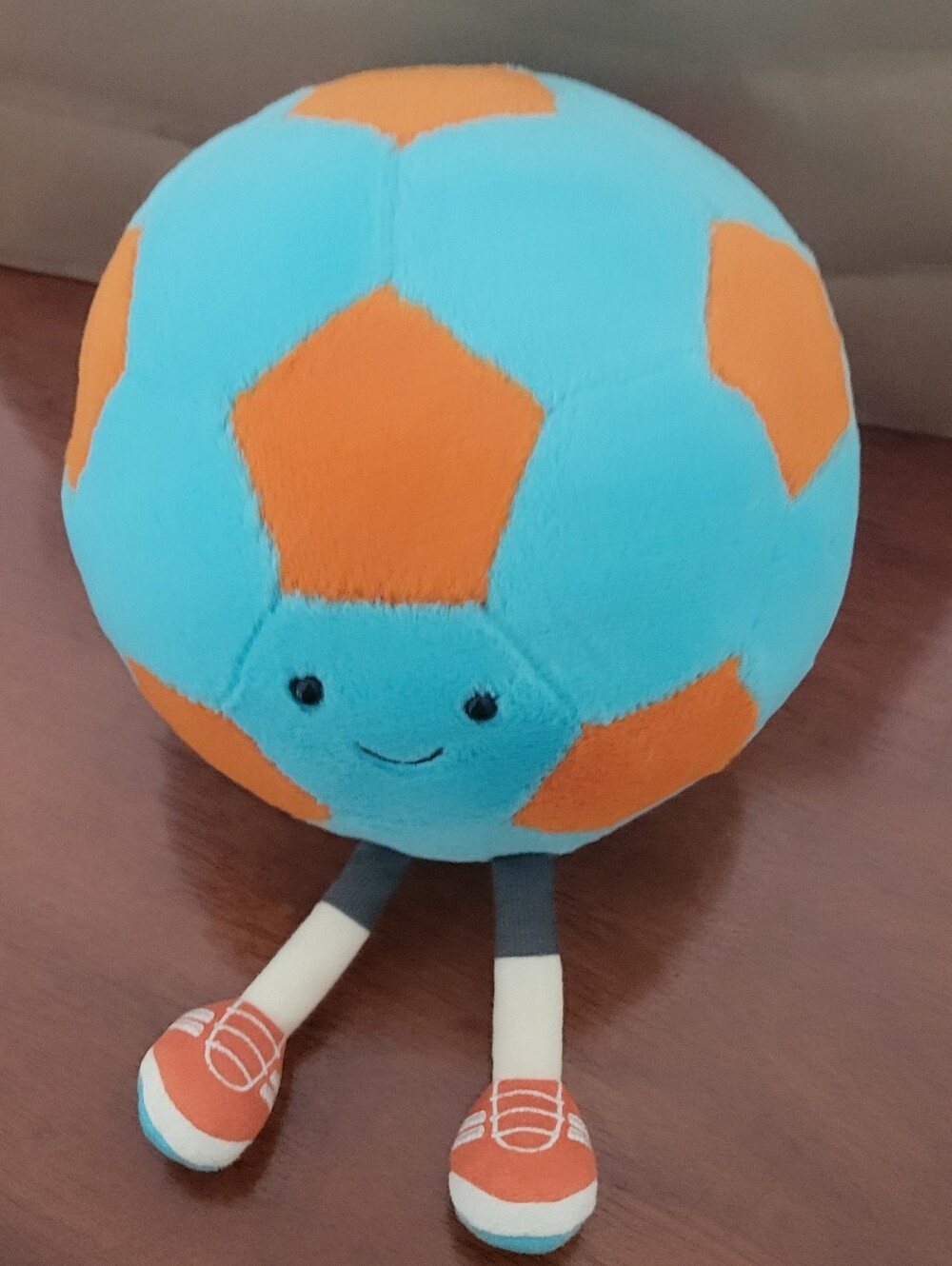 Jellycat Amuseables Soccer Ball Light Blue and Orange